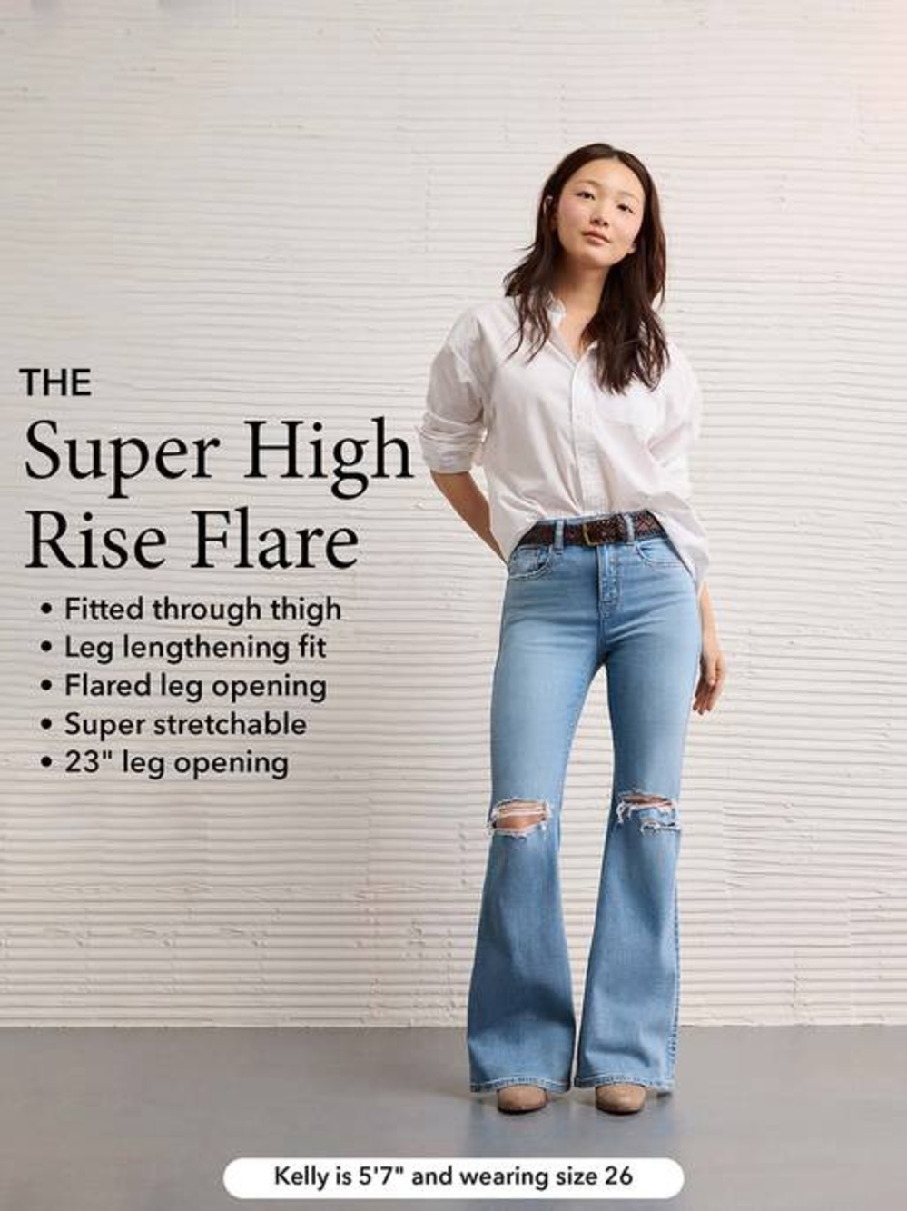 American Eagle Outfitters Light Blue Super High Rise Flare Jeans 2 Long